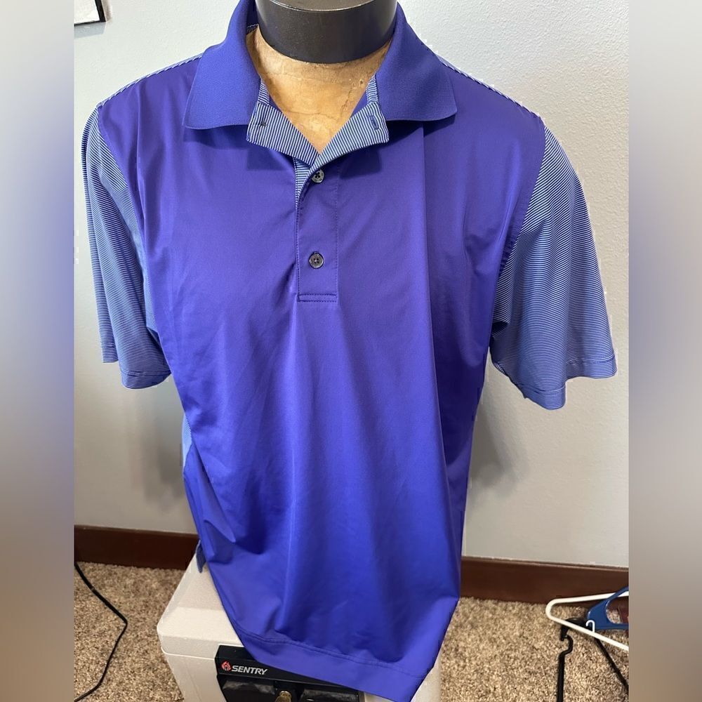 FootJoy Mens Medium Purple Striped Short Sleeve Polo